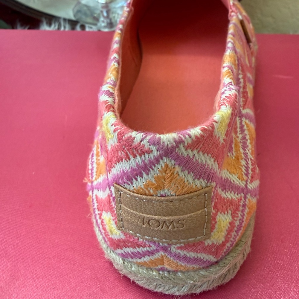 TOMS Unisex Alpargata Rope 2.O Geometric Espadrille Woven Textile Pink & Yellow - Picture 3 of 17